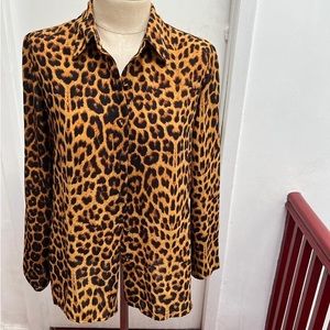 Rafael Leopard Print Button Up Blouse Size 10